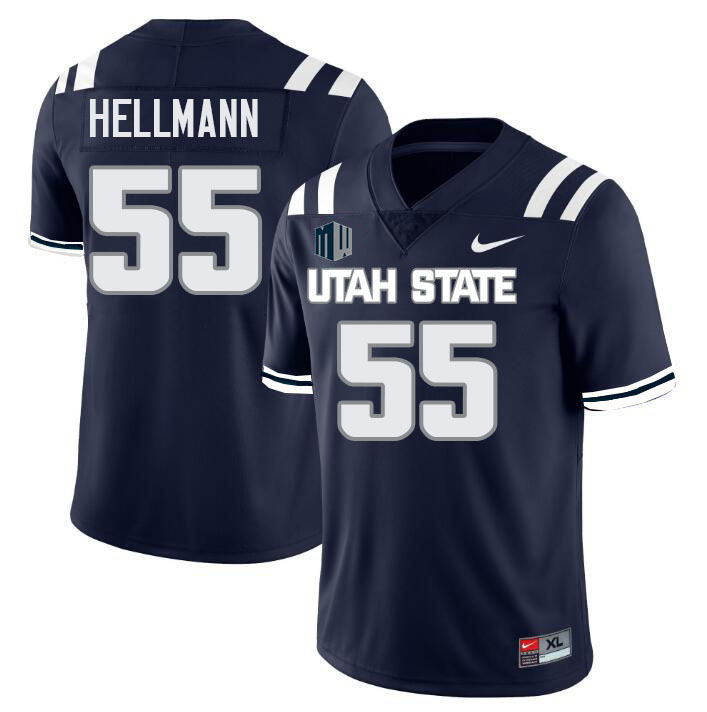 Utah State Aggies #55 Jake Hellmann College Football Jerseys Stitched Sale-Navy